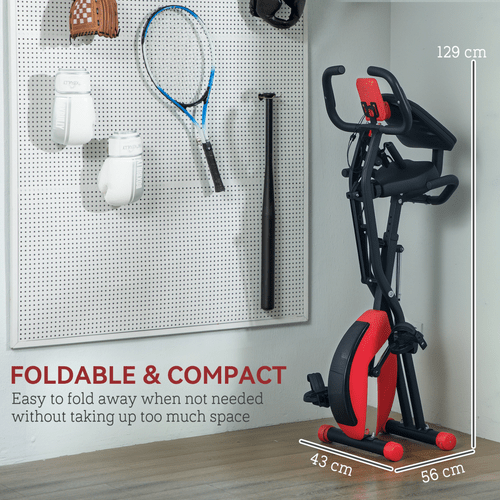 Exercise Bike SPORTNOW Folding Exercise Bike with Arm Bands and Hand Pulse Sensor