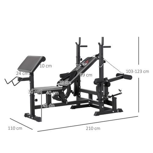 Multi Gym HOMCOM - Versatile Weight Bench with Bench Press & Leg Extension