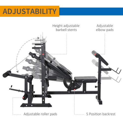 Multi Gym HOMCOM - Versatile Weight Bench with Bench Press & Leg Extension