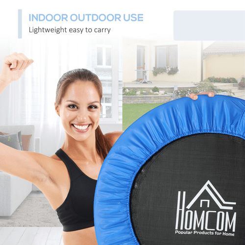 96 cm Blue HOMCOM Foldable Mini Fitness Trampoline Exercise Rebounder - Fitness Max
