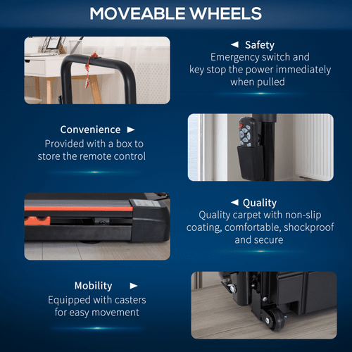 HOMCOM Folding Motorised Treadmill for Walking with Remote Control - Fitness Max