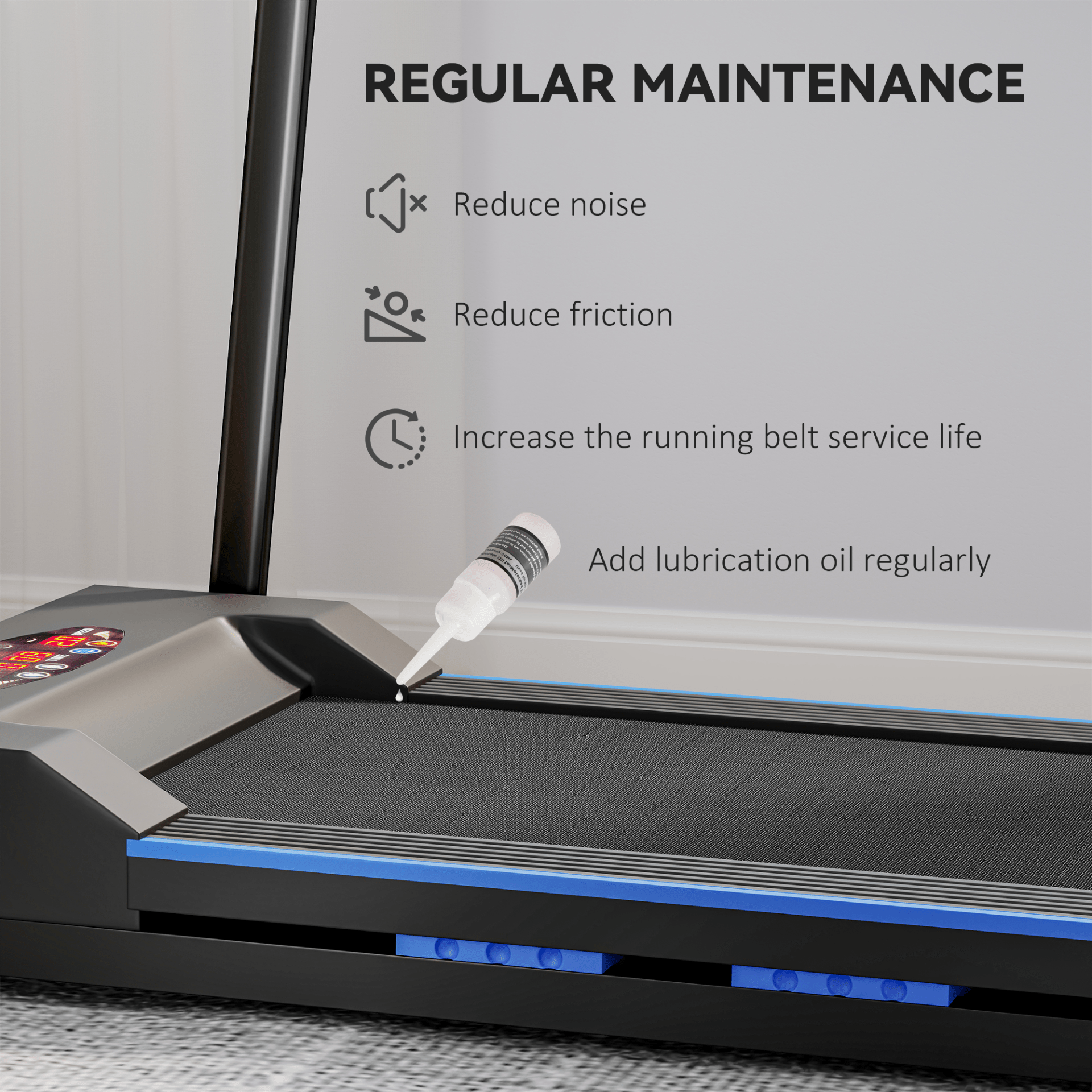HOMCOM Blue Steel Folding Electric Treadmill with LCD Screen - Compact, Portable - Fitness Max