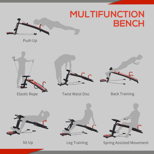 Adjustable Sit-Up Bench with Twist Disc for Versatile Home Gym Workouts - Fitness Max