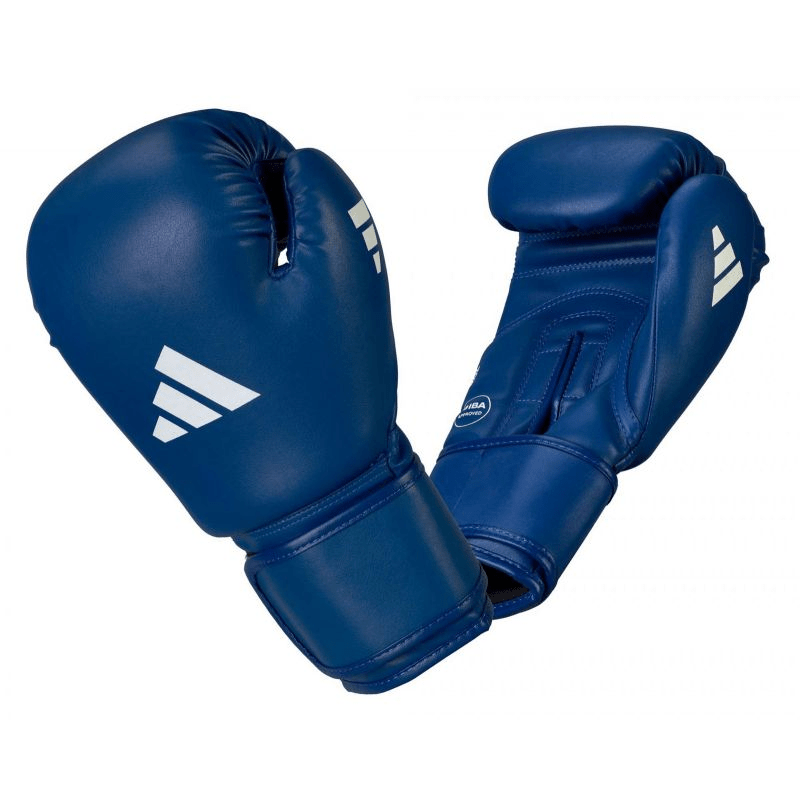 adidas Iba Cactus Leather Boxing Gloves - Blue, IBA Certified - Fitness Max