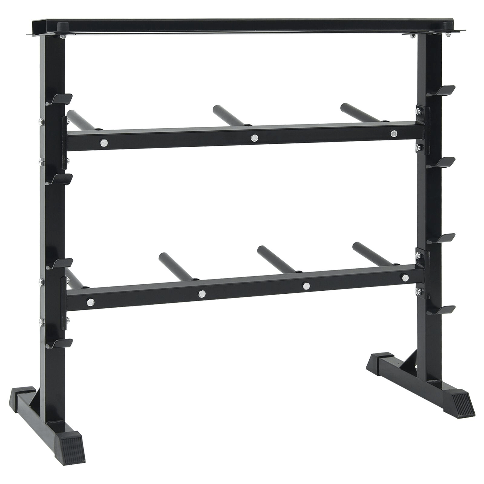 vidaXL Dumbbell Rack with 7 Holders & 8 Hooks, 300 kg Capacity, Matte Black - Fitness Max