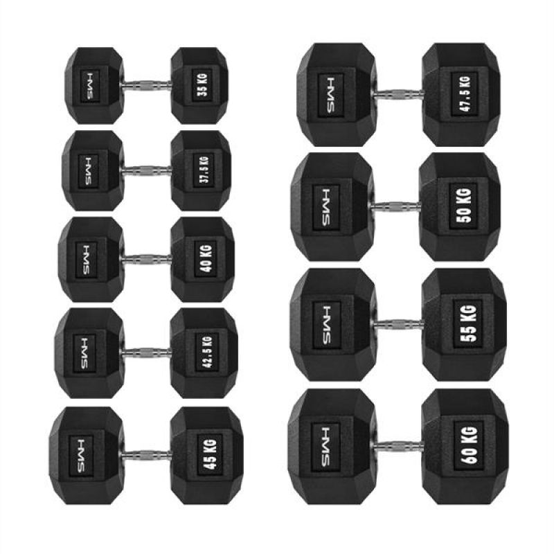 HMS HEX PRO 27.5 kg Dumbbell: Premium Rubber Coated, Ergonomic Handle - Fitness Max