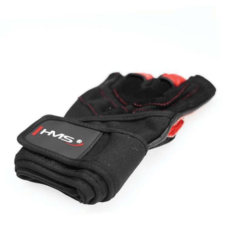 Black/Red HMS RST01 rM Gym Gloves: Premium Strength Training with Wrist Support - Fitness Max