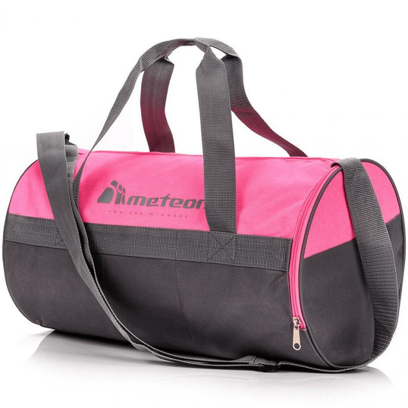 Meteor Siggy 25L Fitness Bag: Pink-Gray Gym Duffle with Shoe Compartment - Fitness Max