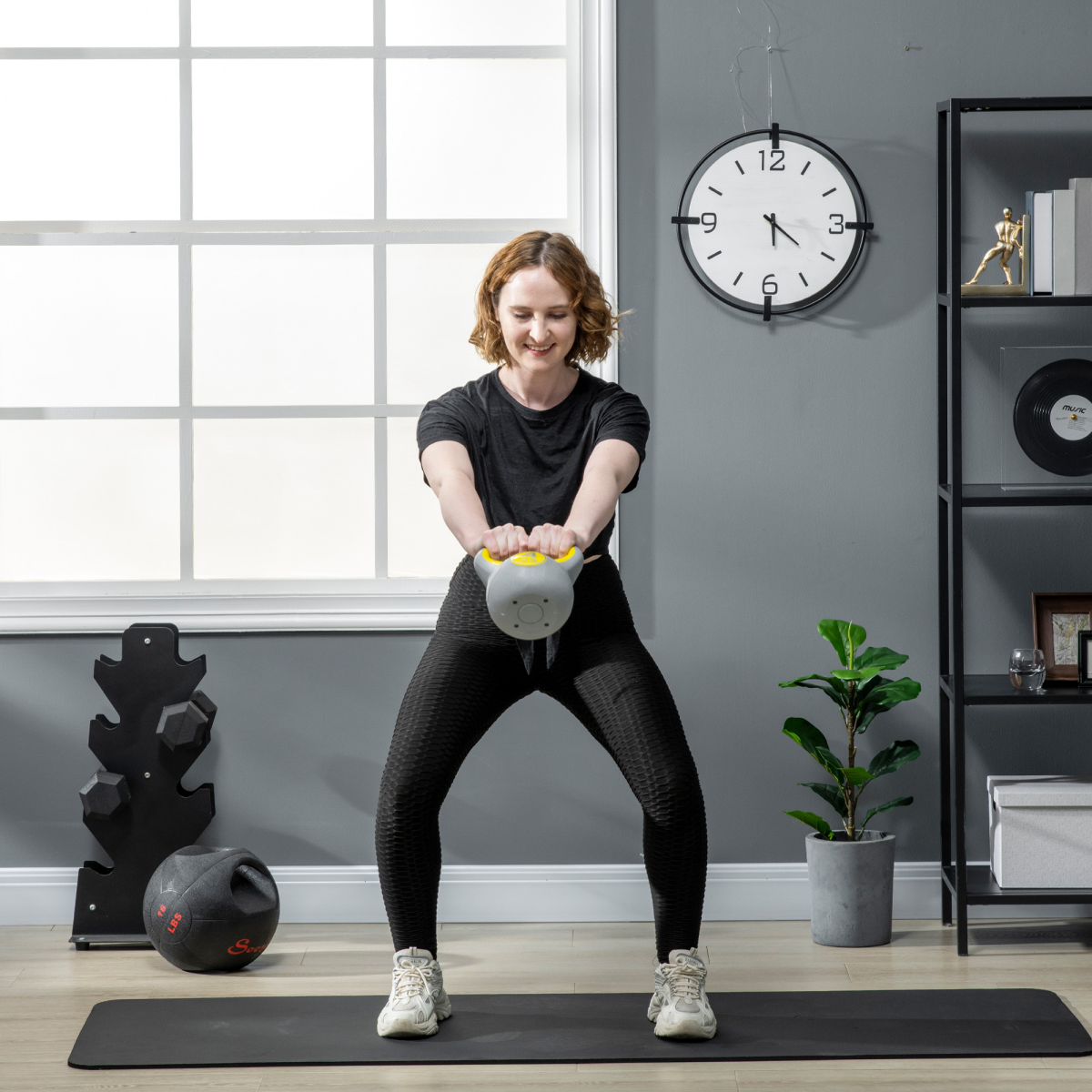 SPORTNOW 4kg Kettlebell - Yellow & Grey