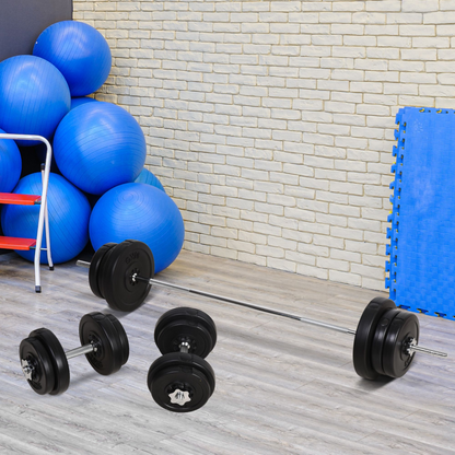 HOMCOM 65kg Adjustable Dumbbell & Barbell Set