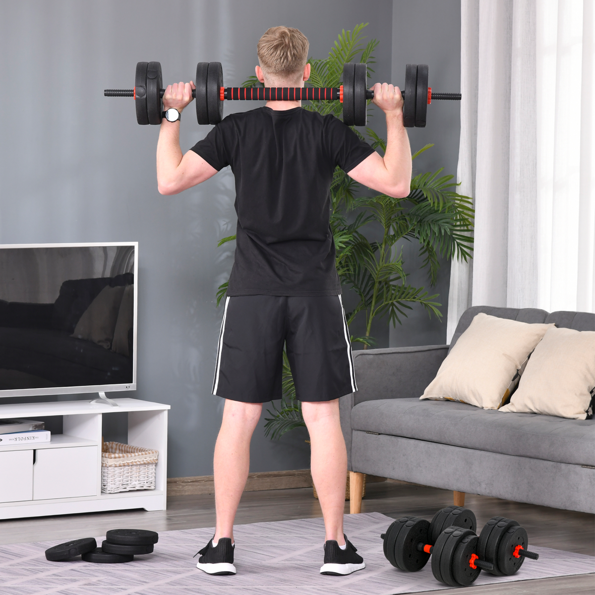 25kg 2-in-1 Adjustable Barbell & Dumbbell Weight Set for Home Fitness