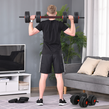 25kg 2-in-1 Adjustable Barbell & Dumbbell Weight Set for Home Fitness