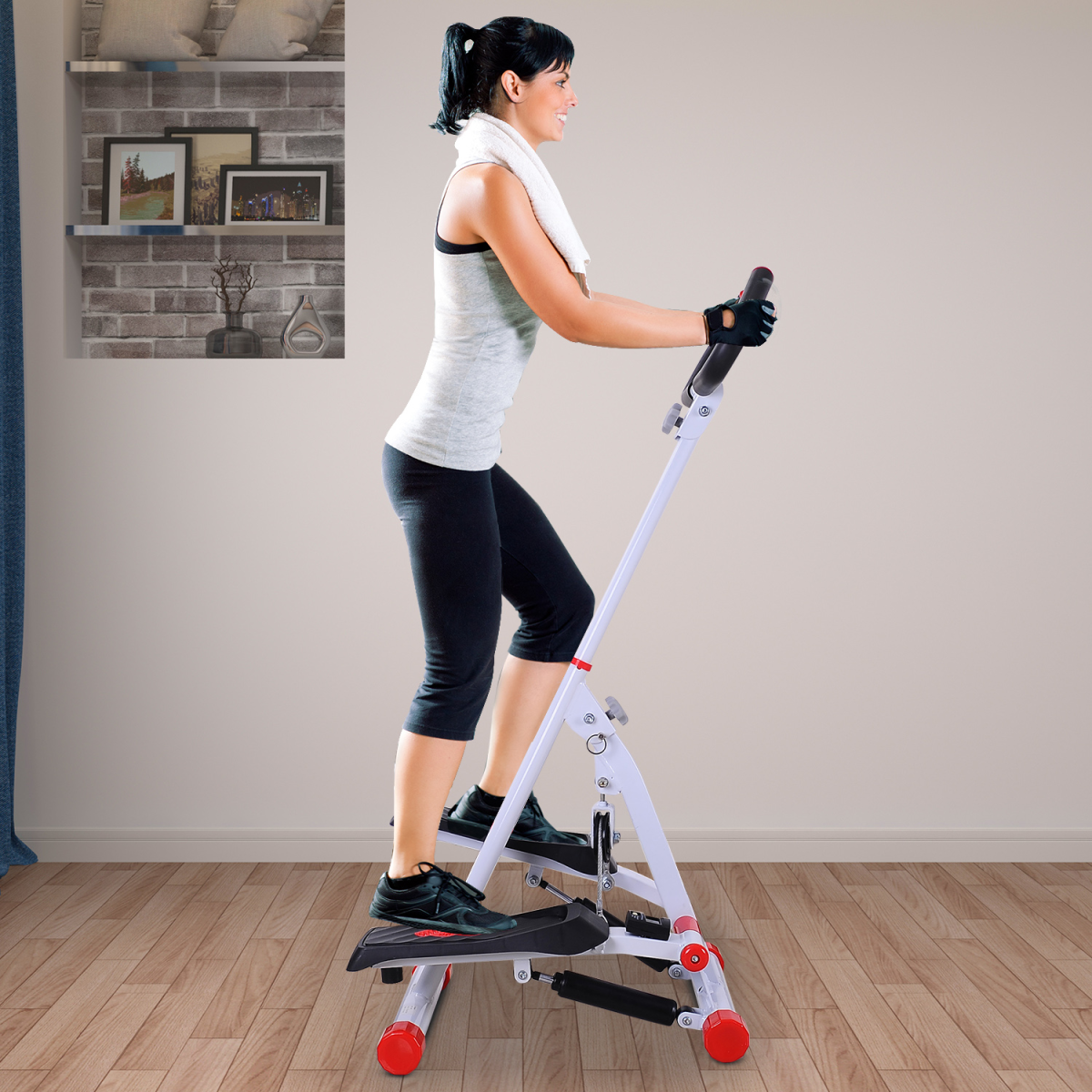 Compact Adjustable Stepper with LCD & Handlebar