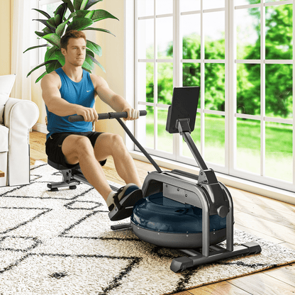 Rowing Machine SPORTNOW Compact Water Rowing Machine - Adjustable Resistance