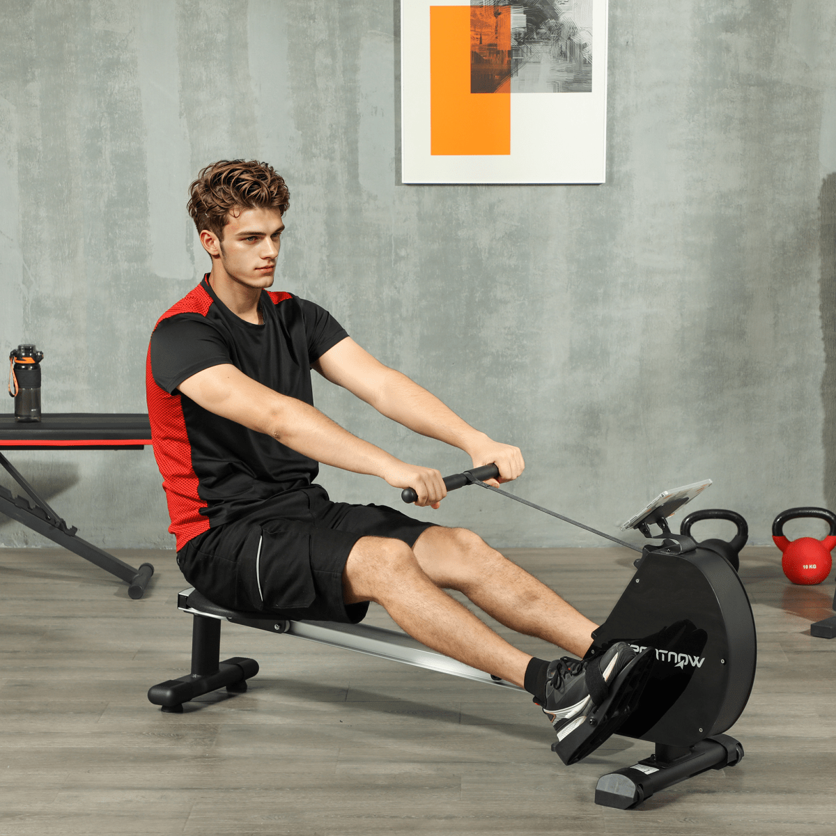 Rowing Machine SPORTNOW Folding Magnetic Rowing Machine - 16 Resistance Levels