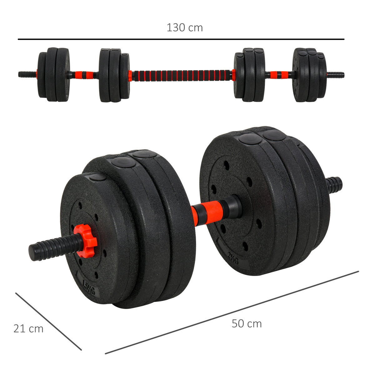 25kg 2-in-1 Adjustable Barbell & Dumbbell Weight Set for Home Fitness