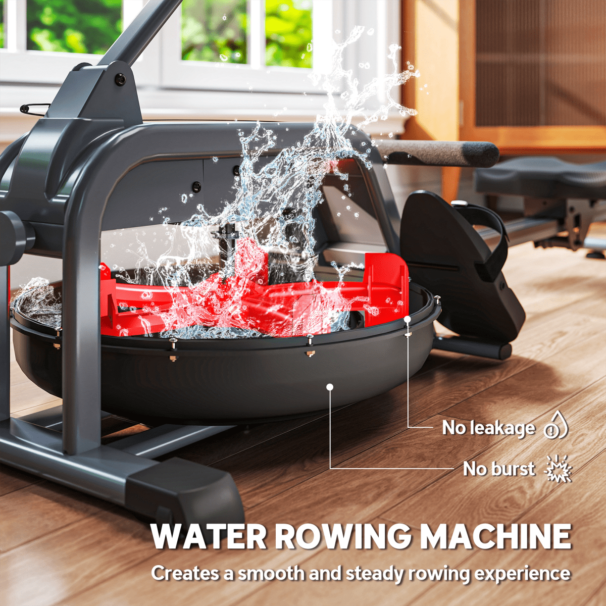 Rowing Machine SPORTNOW Compact Water Rowing Machine - Adjustable Resistance