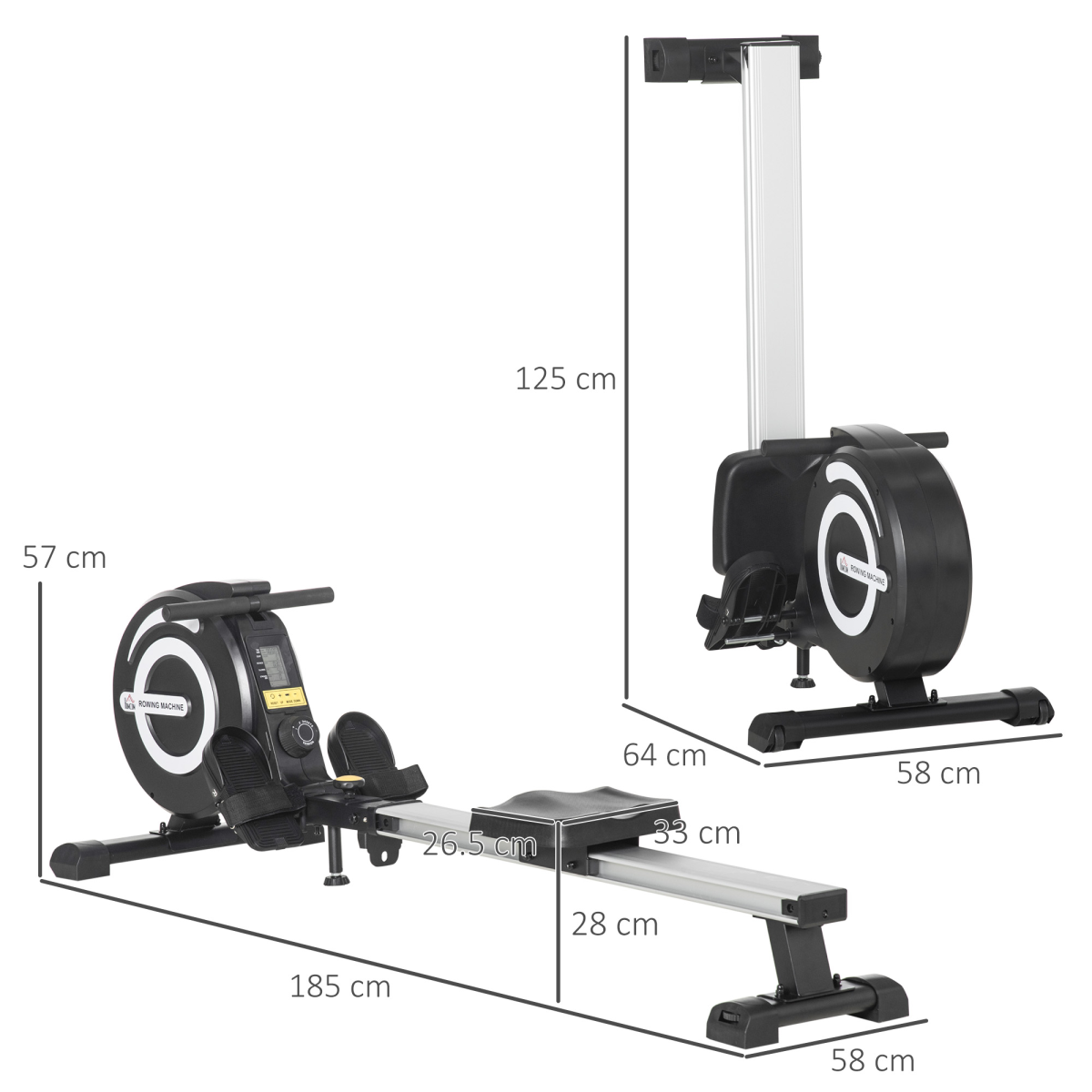 Magnetic Adjustable Rowing Machine with LCD Monitor