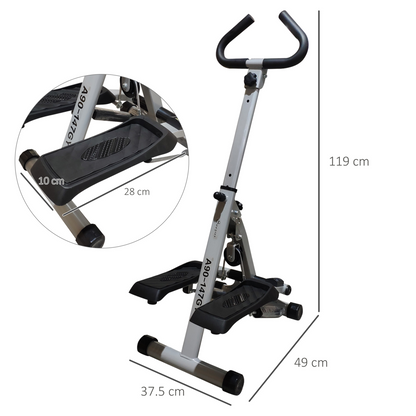 Compact Adjustable Folding Stepper with LCD Display & Handlebars - Grey