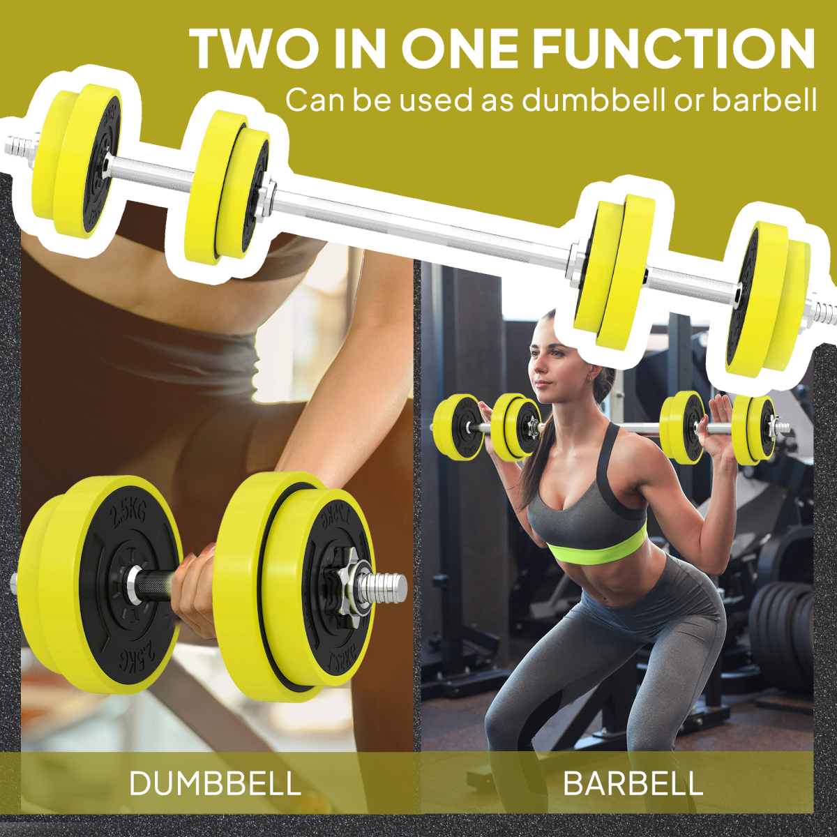 HOMCOM 20kg Adjustable Barbell & Dumbbell Set