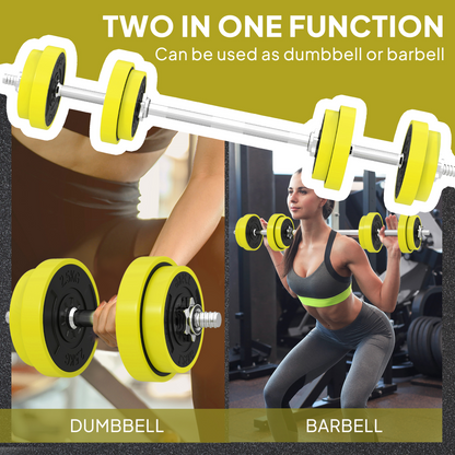 HOMCOM 20kg Adjustable Barbell & Dumbbell Set