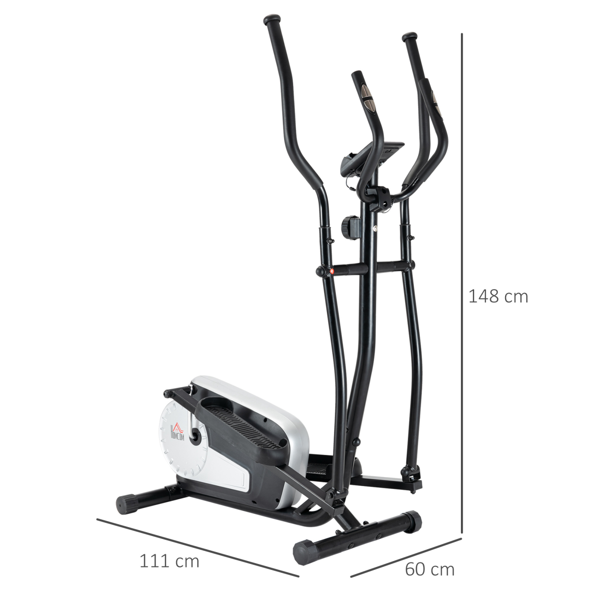 HOMCOM Adjustable Elliptical Cross Trainer with LCD Monitor & Easy-Glide Wheels