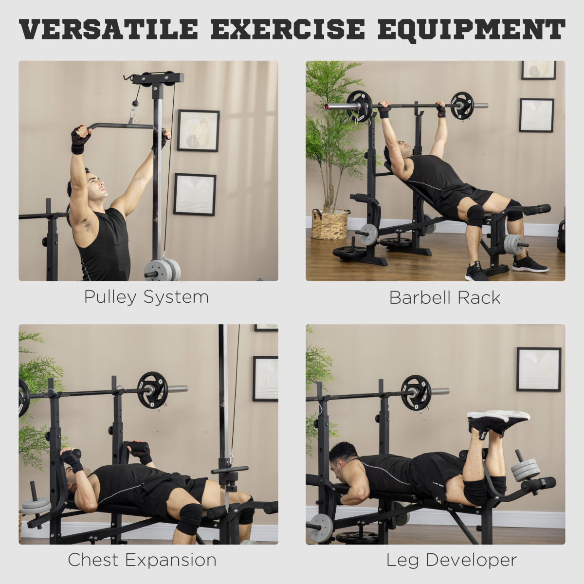 HOMCOM Multi-Function Adjustable Weight Bench for Full Body Workouts