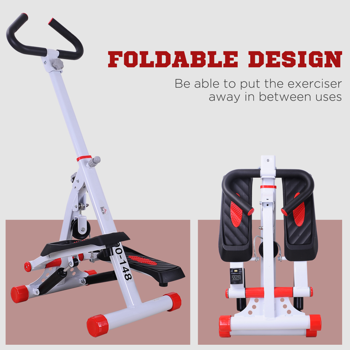 Compact Adjustable Stepper with LCD & Handlebar