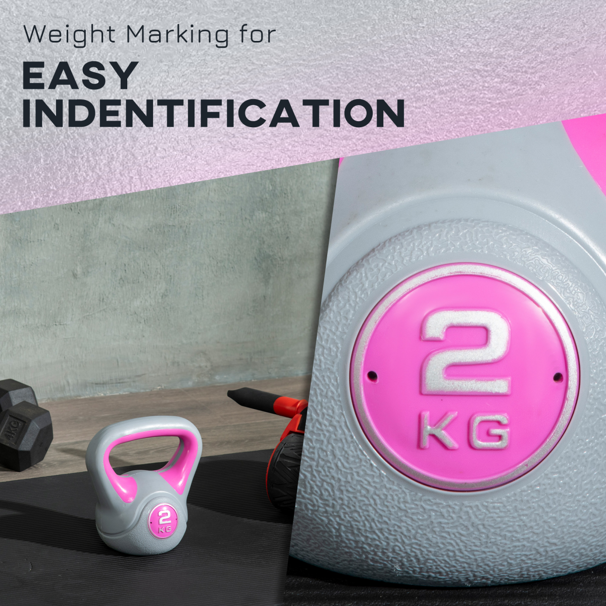 SPORTNOW 2kg Pink & Grey Kettlebell