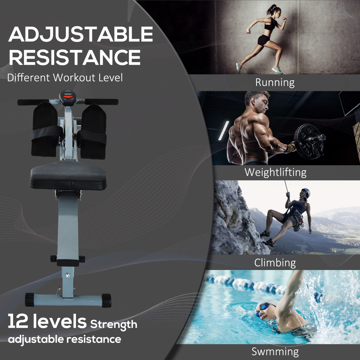 12-Level HOMCOM Rowing Machine