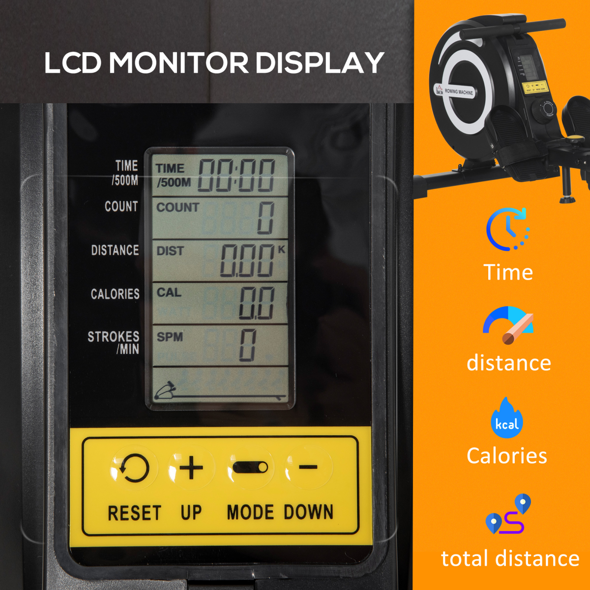 Magnetic Adjustable Rowing Machine with LCD Monitor