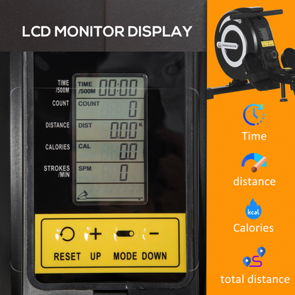 Magnetic Adjustable Rowing Machine with LCD Monitor