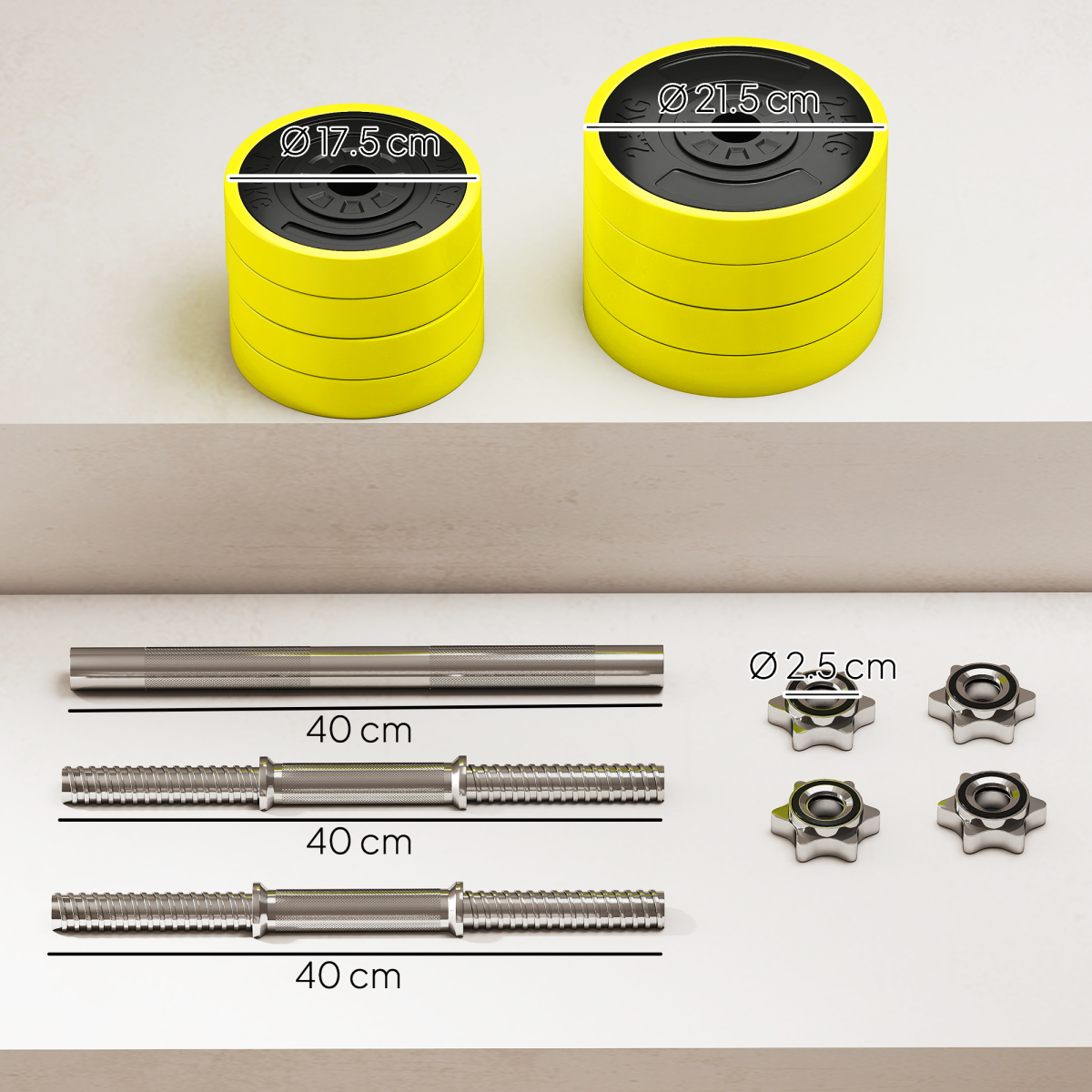 HOMCOM 20kg Adjustable Barbell & Dumbbell Set