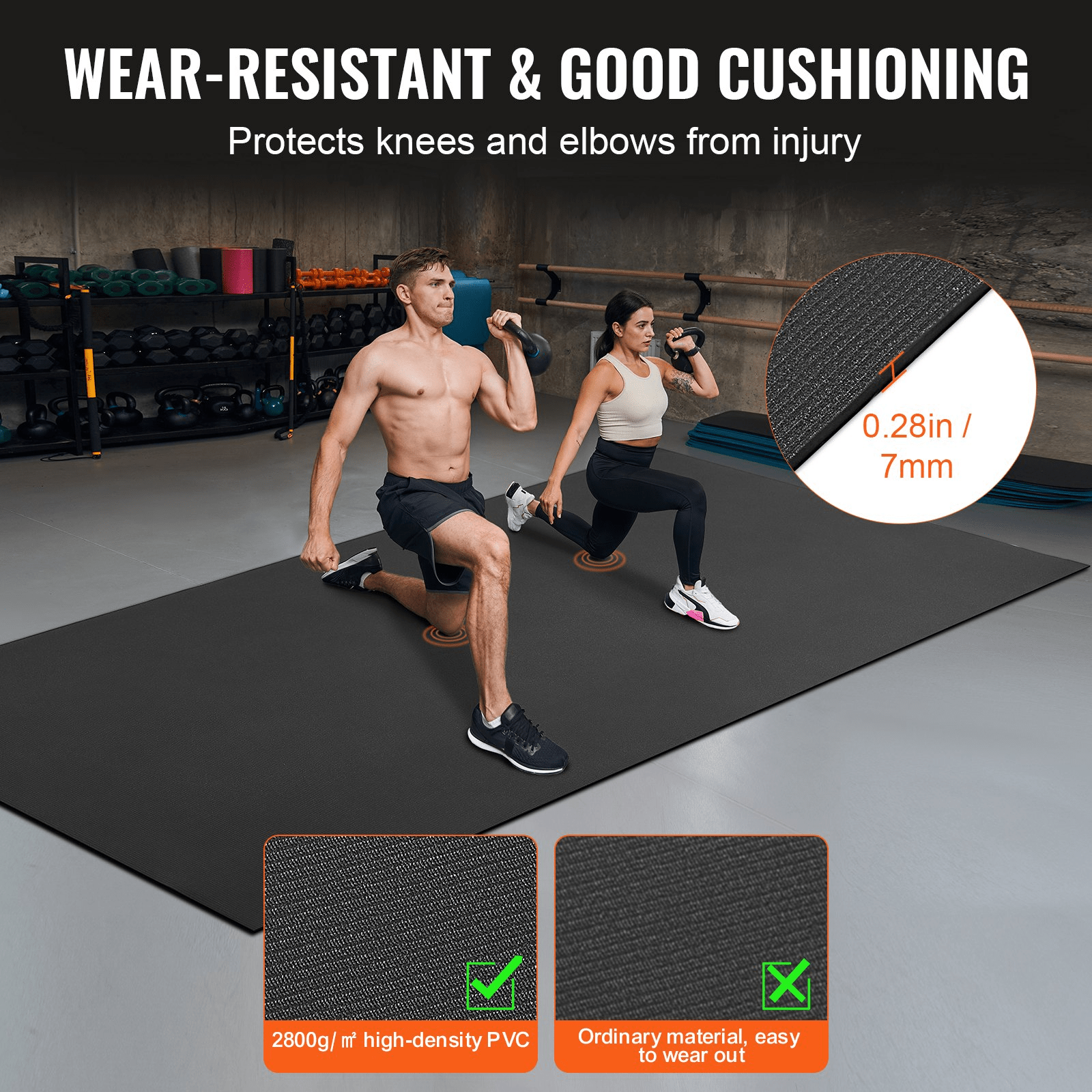 Exercise Mat VEVOR Non-Slip Exercise Mat - Extra Large