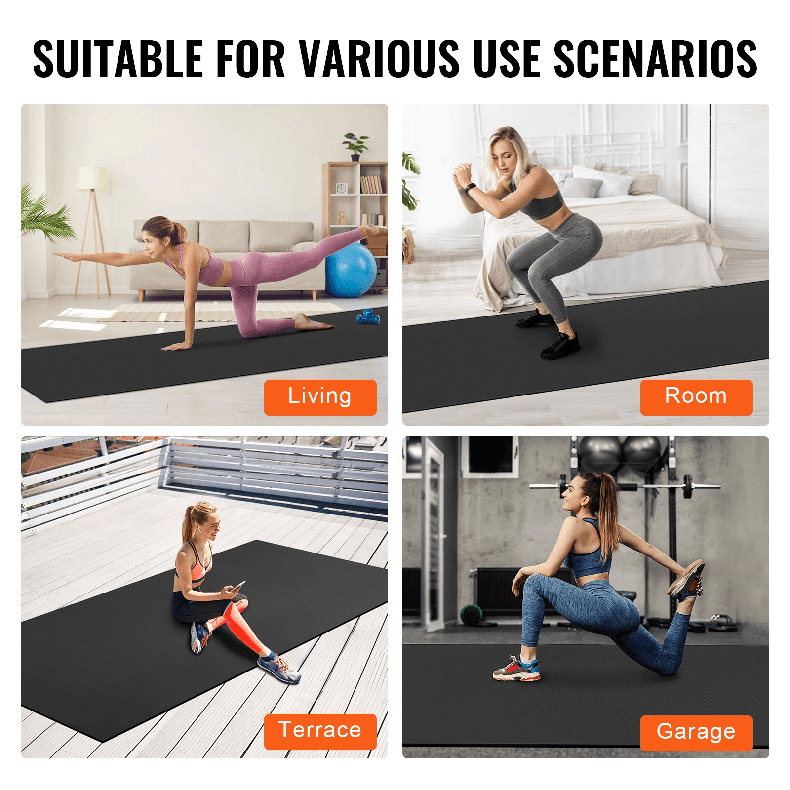 Exercise Mat VEVOR Non-Slip Exercise Mat - Extra Large