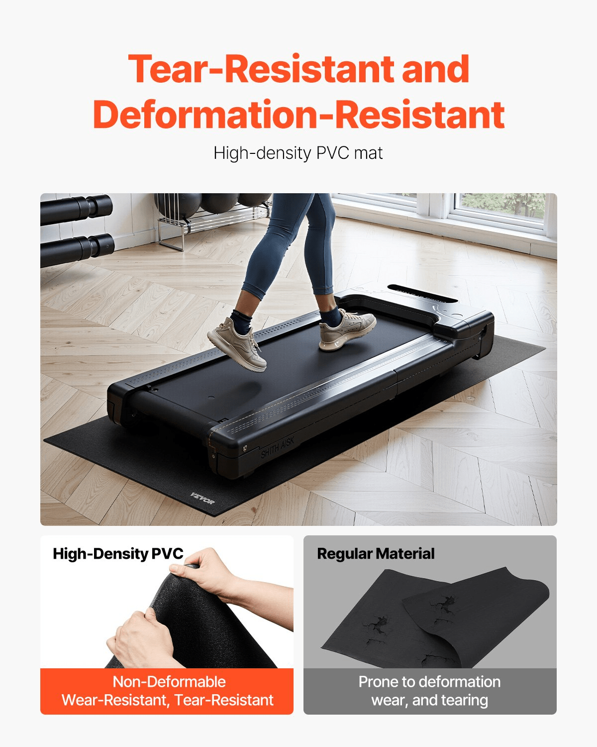 floor protective mats VEVOR Treadmill Mat - 6mm Thick PVC, 915x1820mm