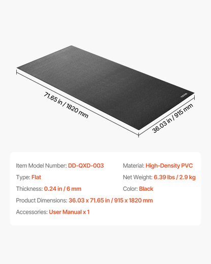 floor protective mats VEVOR Treadmill Mat - 6mm Thick PVC, 915x1820mm