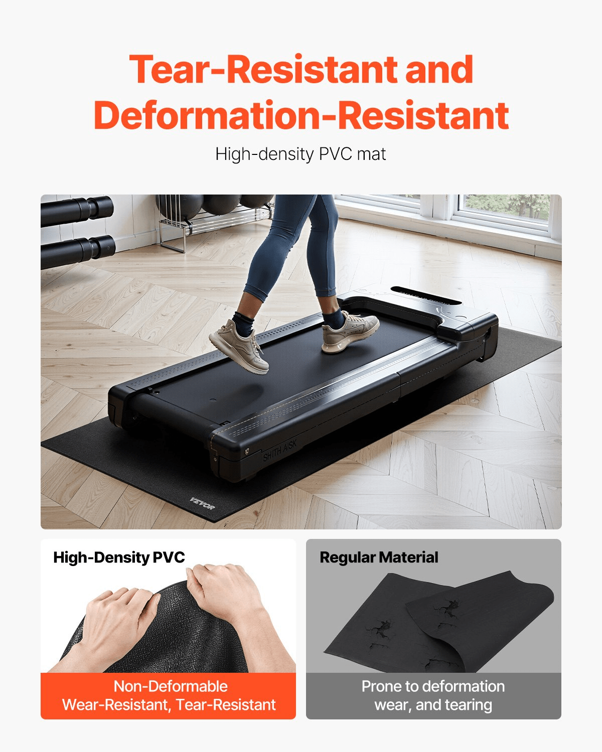 floor protective mats VEVOR Treadmill Mat - 4mm Thick, 900x2000mm