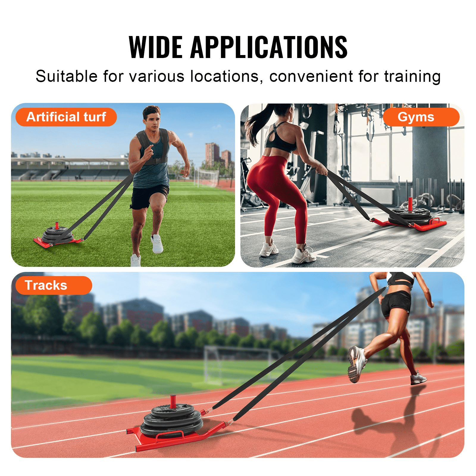 Pull Push Power Sled VEVOR Weight Training Pull Sled - Red