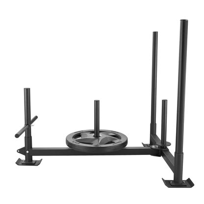 Pull Push Power Sled VEVOR Weight Training Sled - Pull Push Power Sled with Handle - Steel Workout Equipment for Athletic Exercise & Speed Improvement - Fit for 2" Weight Plate - Black