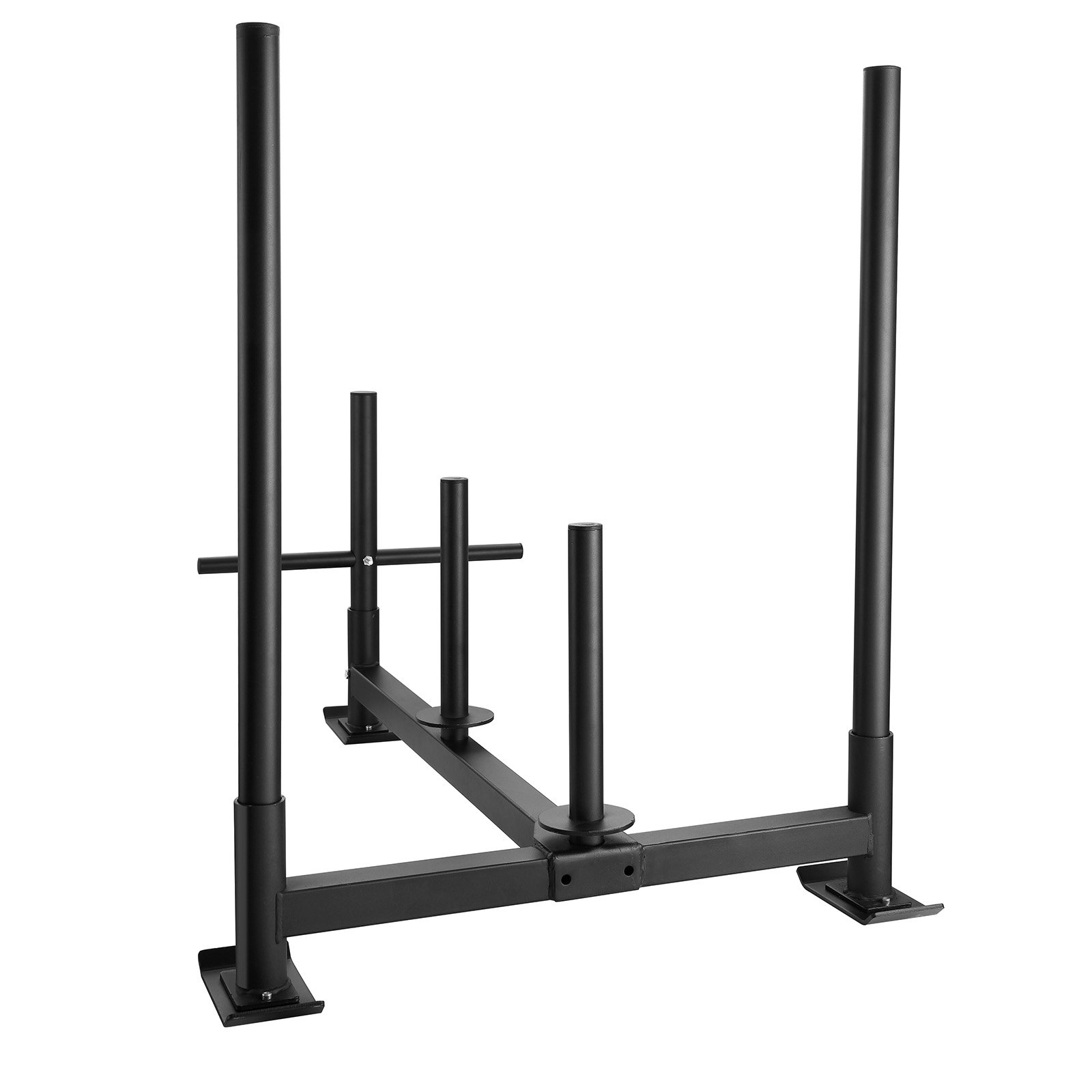 Pull Push Power Sled VEVOR Weight Training Sled - Pull Push Power Sled with Handle - Steel Workout Equipment for Athletic Exercise & Speed Improvement - Fit for 2" Weight Plate - Black