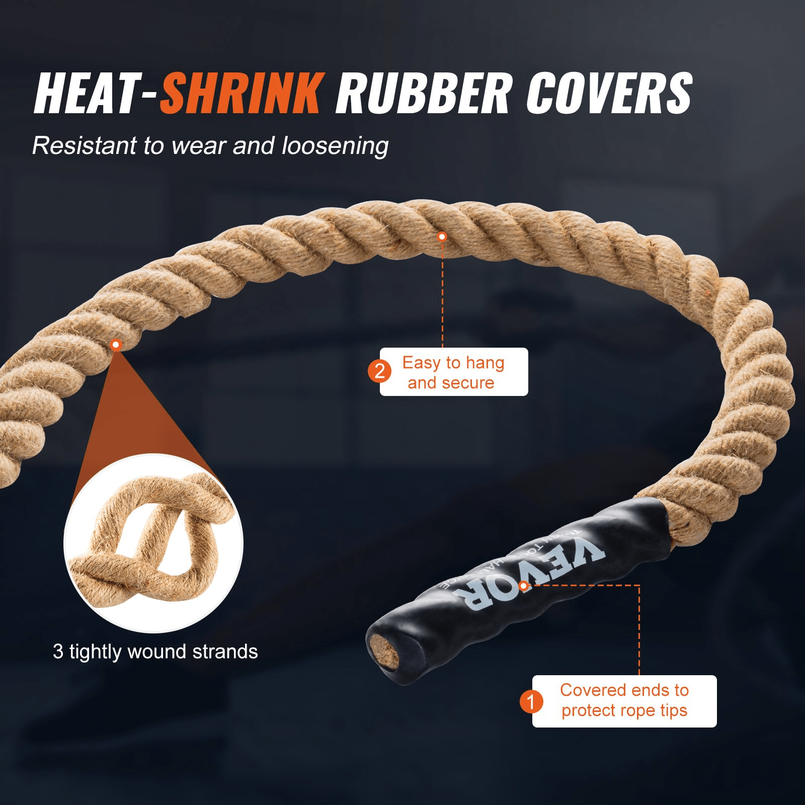 Rope VEVOR 3.8 cm x 457.2 cm Gym Climbing Rope