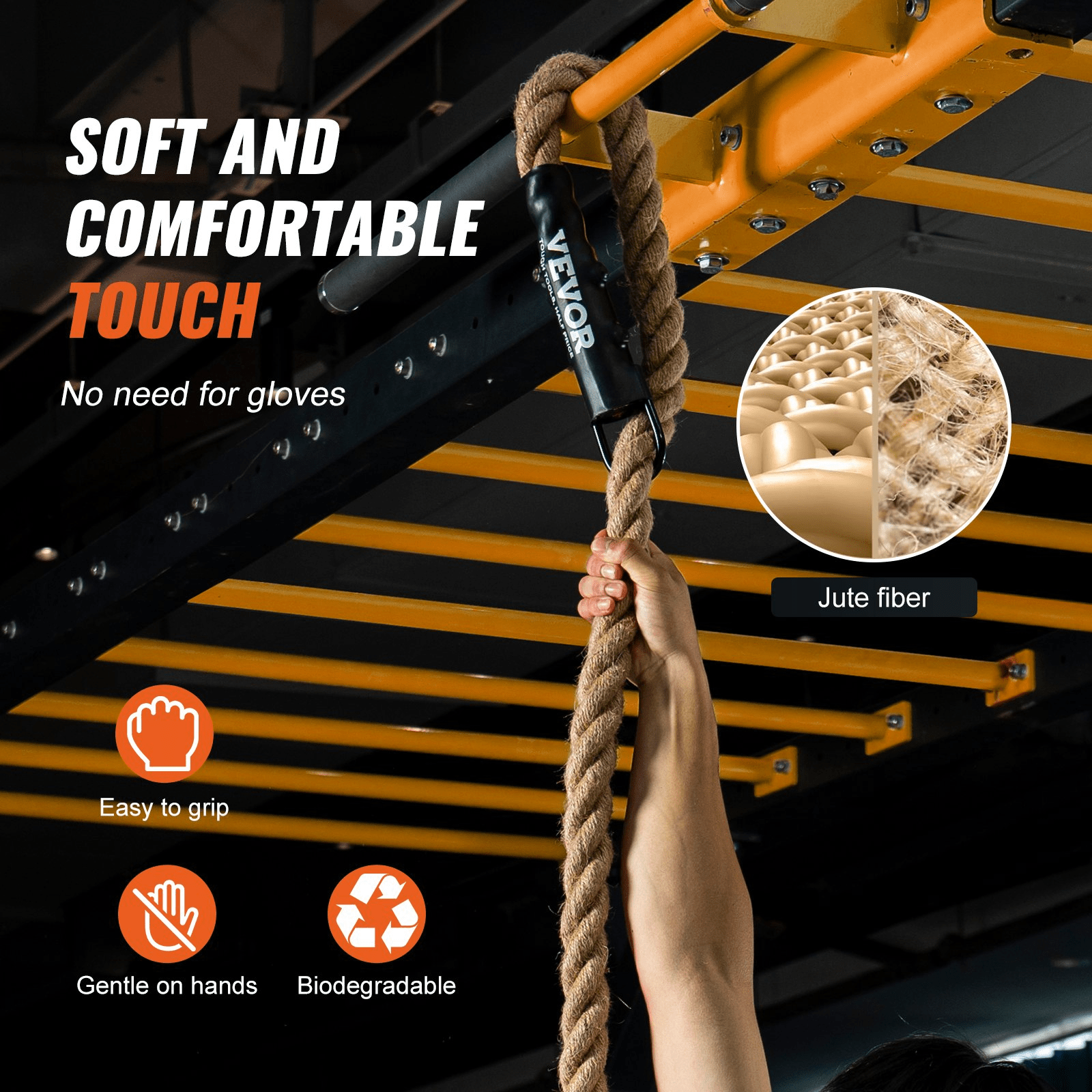 Rope VEVOR Gym Climbing Rope 3.8 cm x 9.14 m