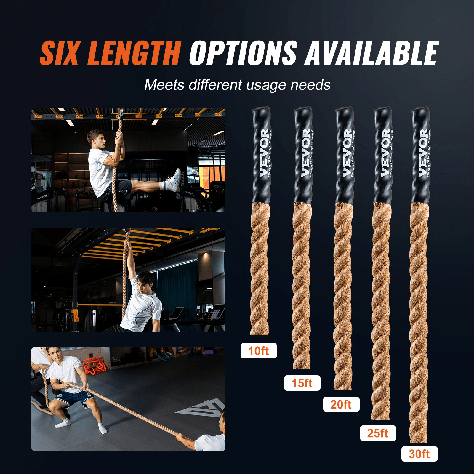 Rope VEVOR Gym Climbing Rope 3.8 cm x 9.14 m