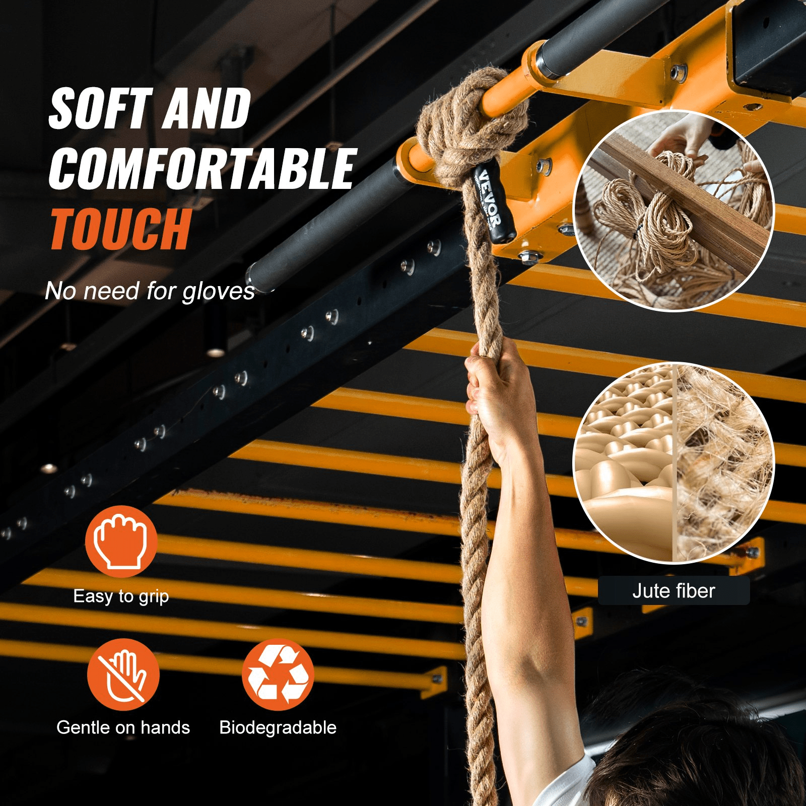 Rope VEVOR Gym Climbing Rope 2.5 cm x 3048 cm