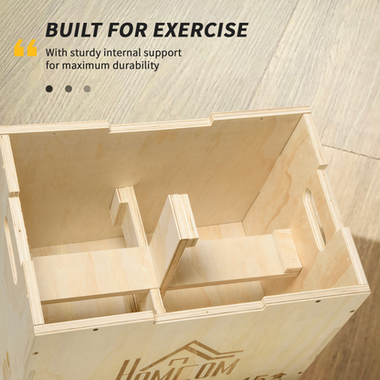 HOMCOM Adjustable 3-in-1 Wooden Plyo Box
