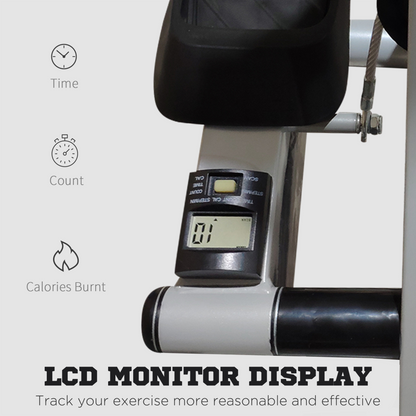 Compact Adjustable Folding Stepper with LCD Display & Handlebars - Grey