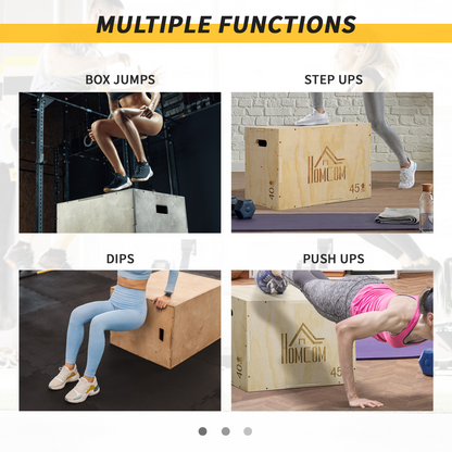 HOMCOM Adjustable 3-in-1 Wooden Plyo Box