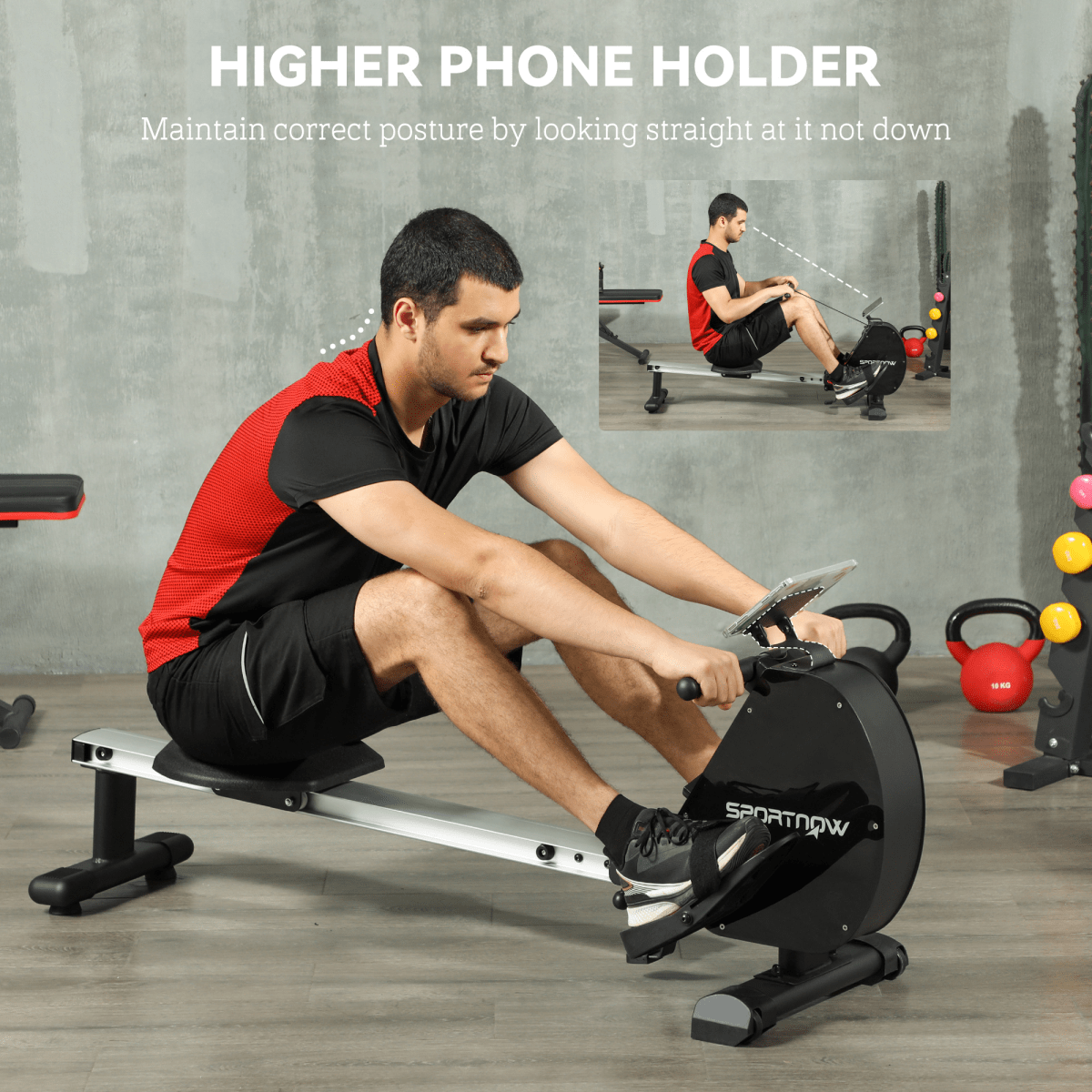 Rowing Machine SPORTNOW Folding Magnetic Rowing Machine - 16 Resistance Levels