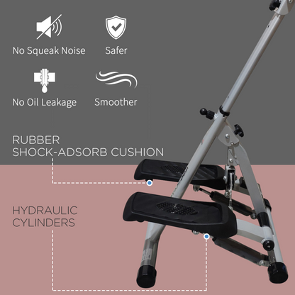 Compact Adjustable Folding Stepper with LCD Display & Handlebars - Grey
